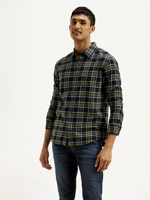 LEVI'S Men Checkered Casual Dark Blue Shirt