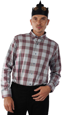 french crown Men Checkered Casual Grey Shirt