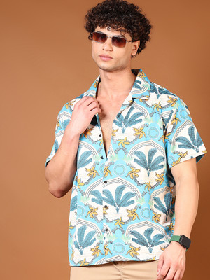 V-MART Men Self Design Casual Blue Shirt