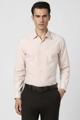 PETER ENGLAND Men Striped Formal Beige Shirt