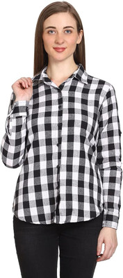 RIDA RIYAZ Women Checkered Casual Purple Shirt