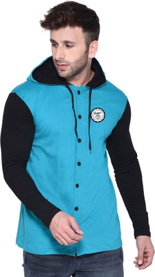 GEUM Men Solid Casual Black, Light Green Shirt