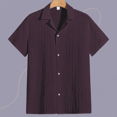 A DEEMOON Men Self Design Formal Gold Shirt