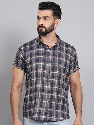 METRONAUT Men Checkered Casual Blue Shirt