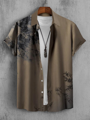 SEVENTEENSTITCH Men Printed Casual Brown, Black Shirt