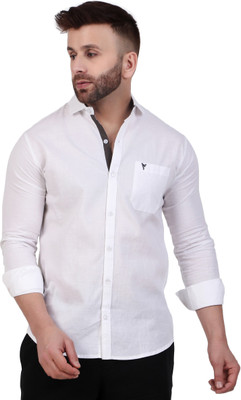 Masher Men Solid Casual White Shirt