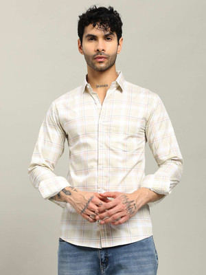 Sam Unique Man Men Checkered Casual White Shirt