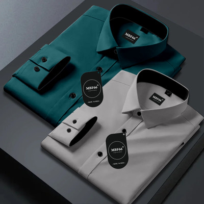 MBF66 Men Solid Casual Multicolor Shirt(Pack of 2)