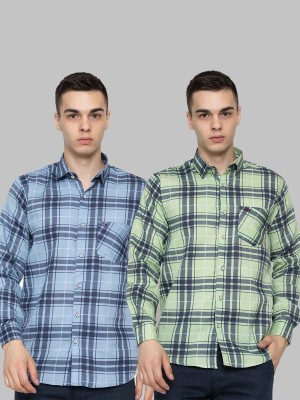 Modernity Men Checkered Casual Green Shirt(Pack of 2)