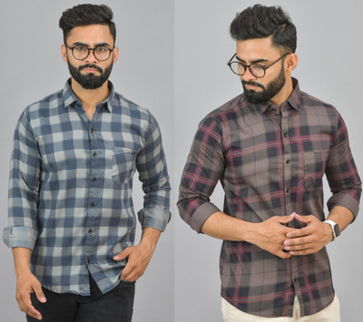 Hems trends Men Checkered Formal Multicolor Shirt(Pack of 2)