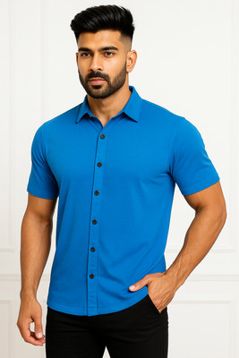 tfurnish Men Solid Casual Blue Shirt