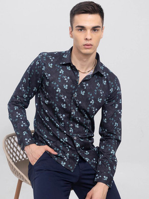 Snitch Men Printed Casual Black Shirt
