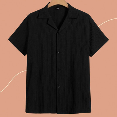 A Dearise Trend Men Self Design Casual Black Shirt