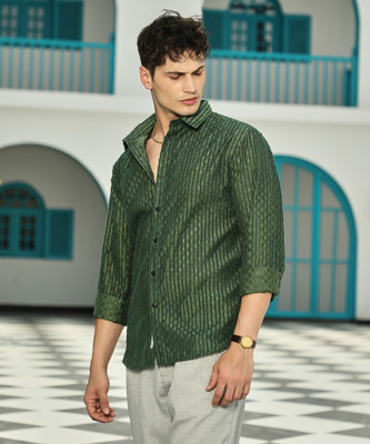 CAMPUS SUTRA Men Printed Casual Green Shirt