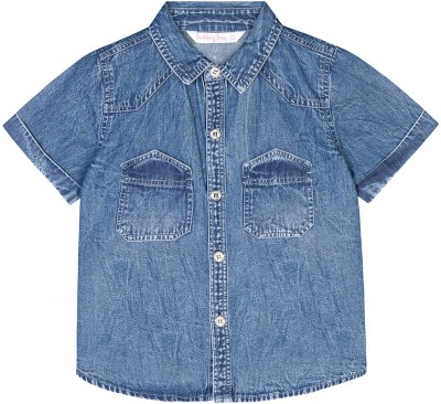 BUDDING BEES Boys Solid Casual Blue Shirt