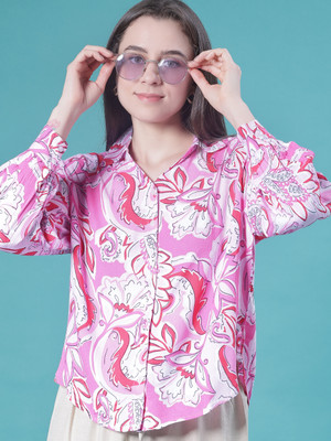 V-MART Women Printed Casual Pink Shirt