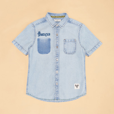 Pantaloons Junior Boys Solid Casual Light Blue Shirt