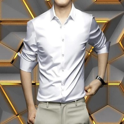 The style grove Men Solid Casual White Shirt