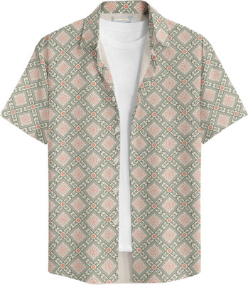 Bullmer Men Printed Casual Light Green Shirt