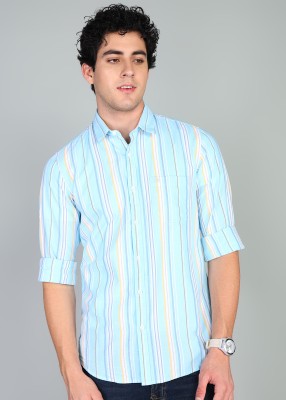 PETER ENGLAND Men Striped Formal Blue Shirt