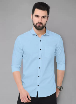 Havp K Square Enterprise Men Solid Casual Light Blue Shirt