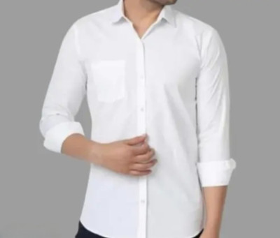 PrinceShirts Men Solid Formal White Shirt