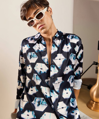 MASCLN SASSAFRAS Men Printed Casual Dark Blue Shirt