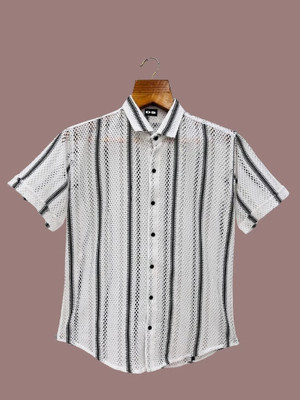 Manav Creation Men Self Design Formal White Shirt