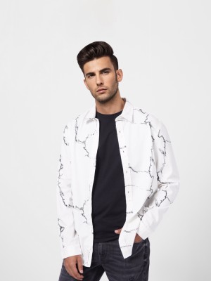 JACK & JONES Men Printed Casual White Shirt