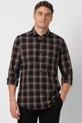 VAN HEUSEN Men Checkered Casual Black Shirt