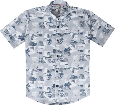 Cay Boys Printed Casual Grey Shirt