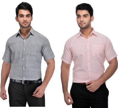 DESHBANDHU KHADI Men Solid Formal Multicolor Shirt(Pack of 2)