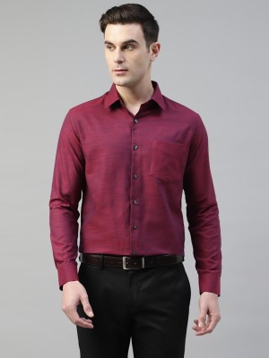 Hancock Men Solid Formal Maroon Shirt