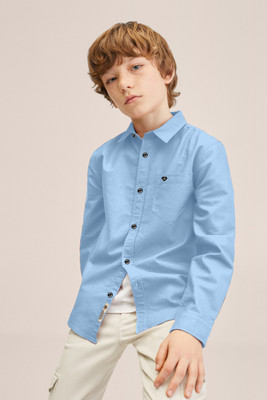 SKY PEARL Boys Solid Casual Light Blue Shirt