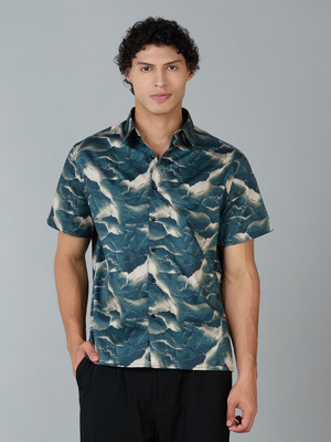 Mark & Albert Men Printed Casual Dark Green Shirt
