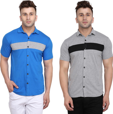 Blisstone Men Solid Casual Multicolor Shirt(Pack of 2)