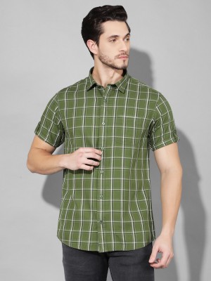 Canary London Men Checkered Casual Green Shirt