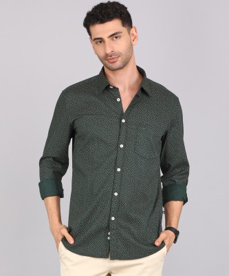 PARX Men Printed Casual Dark Green Shirt