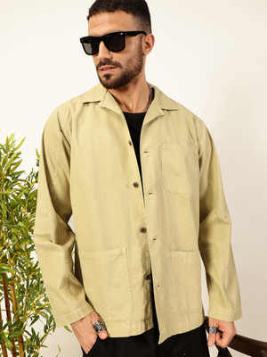 THOMAS SCOTT Men Solid Casual Green Shirt