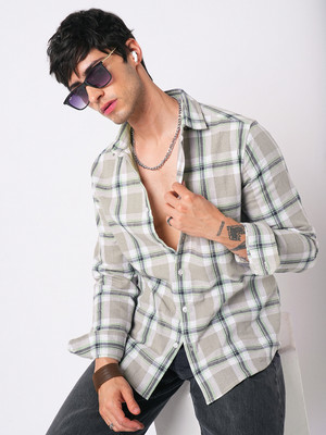 VASTRADO Men Checkered Casual Grey Shirt