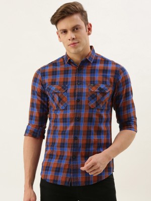 The Indian Garage Co. Men Checkered Casual Blue Shirt