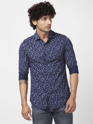 Spykar Men Printed Casual Blue, White Shirt