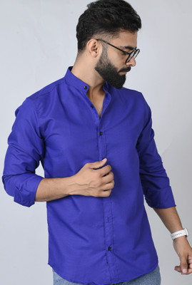 METRONAUT Men Solid Casual Blue Shirt