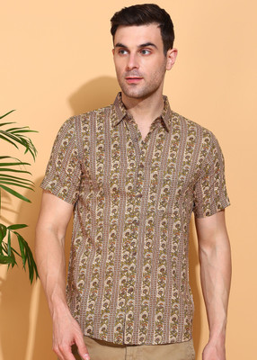 Yash Gallery Men Printed Casual Brown Shirt