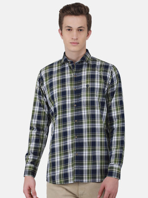 DUKE Men Checkered Casual Green Shirt