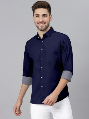 SAADIWALA Men Solid Formal Dark Blue Shirt