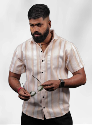 Rajaranchod creation Men Striped Casual Orange Shirt