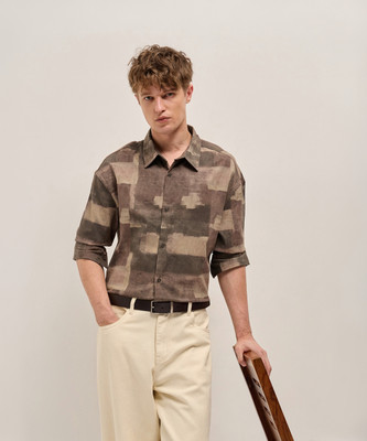 THE BEAR HOUSE Men Printed Casual Brown Shirt