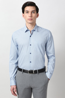PETER ENGLAND Men Printed Formal Light Blue Shirt
