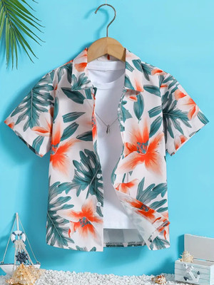 Radhakrishna Enterprise Boys Printed Casual White Shirt